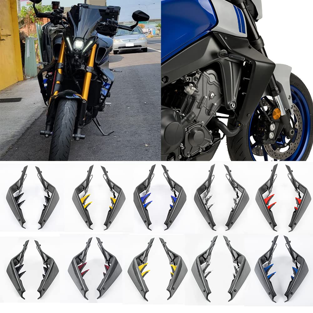 Motorrad-Abwärtskraft, Abtrieb, Naked-Spoiler, Feste Winglet-Verkleidung, Flügelabweiser für Y.amaha MT09 MT 09 MT-09 SP 2021 2022 2023 Wassertank Kühlerschutz Seitenwände (Mattschwarz mit Blau) von Fayedenicy