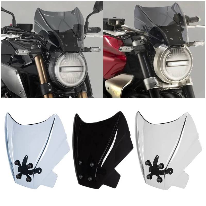 Motorrad CB650R CB1000R Windschutzscheibe Flyscreen Frontverkleidung, Windschutzscheibe Schutzfolie für CB 650R CB 650 R 2019-2021 CB 1000R CB 1000 R 2018-2020 (Rauch) von Fayedenicy