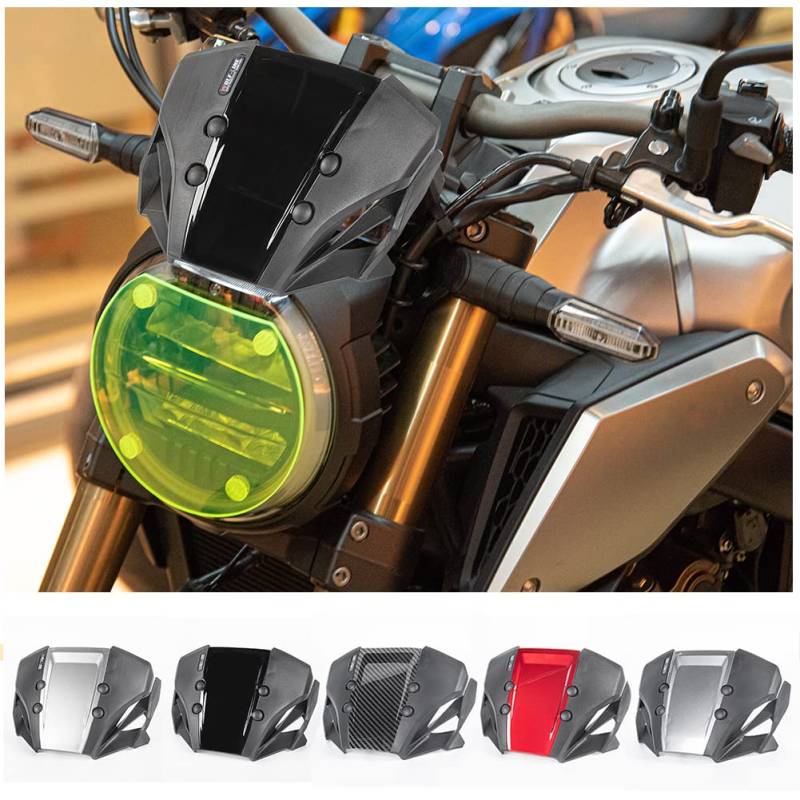 Motorrad Frontscheinwerfer Verkleidung Windschutzscheibe Flyscreen Windschutzscheibenabdeckung, Scheinwerferschutz Windabweiser Schutz für CB 650 R CB 650R CB-650-R 2019-2023 (Rot) von Fayedenicy