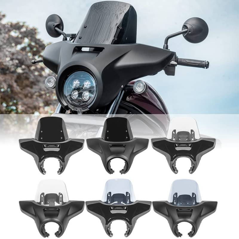 Motorrad Frontscheinwerfer Verkleidungsmaske Windschutzscheibe Scheinwerfer Visierschutz Flyscreen für H.onda Rebel CMX 1100 CMX1100 Rebel1100 2021 2022 2023 (Klar + Schwarz) von Fayedenicy