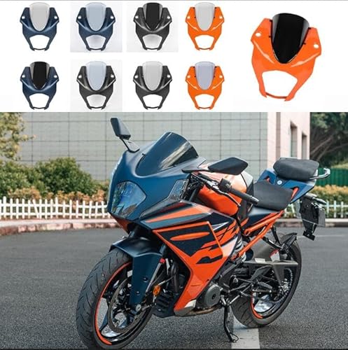 Motorrad Frontscheinwerfer Verkleidungsmaske Windschutzscheibe Windschutz Scheinwerfer Visierschutz Fliegengitter für RC125 RC200 RC390 RC 125 200 390 2022-2023 (Orange+Rauch) von Fayedenicy