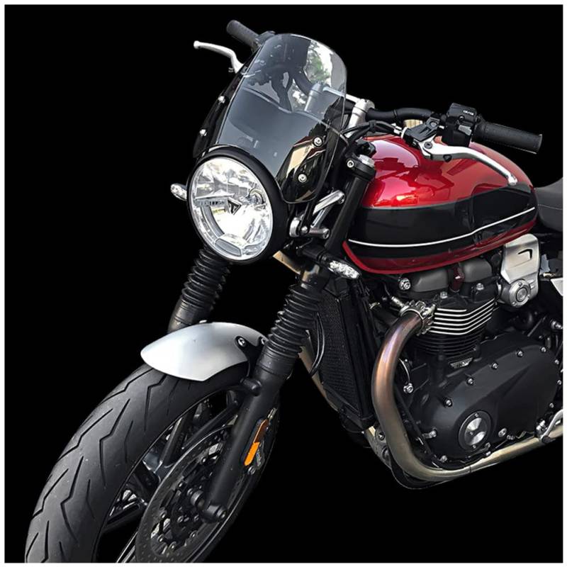 Motorrad Windschutzscheibe mit Halterung für Bonneville Scrambler 1200 XE XC BE Frontscheibe Flyscreen Windschutzscheibe Pare-Brise Protector 2019 2020 2021 2022 (Leichter Rauch) von Fayedenicy