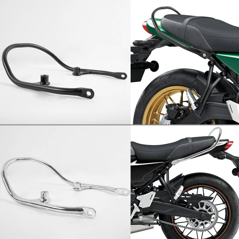 Motorrad Z650RS Beifahrer Sozius Haltegriff Großer Sitz Seitenhandlauf Heckarmlehne Griffe Kit Kohlenstoffstahl für Z 650 RS Z650 RS Z-650-RS 2021 2022 2023 21-23 (Schwarz) von Fayedenicy