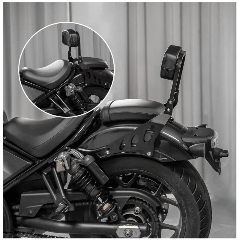 Motorradteile für Rebel CMX1100 CM1100 21–23, Rücksitz-Rückenlehne, Rückenlehnenkissen, Sitzpolster, abnehmbare Sissy Bar, Sissybar-Halterungsadapter für Rebel cm CMX 1100 2021 2022 2023 von FATExpress