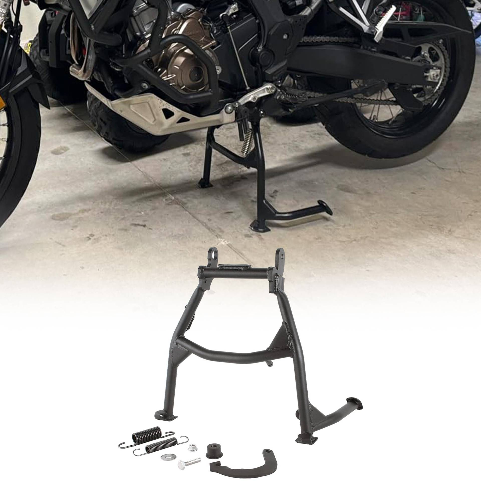 Fayedenicy Motorradzubehörteile für CRF 1000L 16-19, Schwarzer Stahl Center Central Foot Stand Mount Parking Firm Ständer für 2016 2017 2018 2019 CRF1000L CRF 1000 L Africa Twin von Fayedenicy