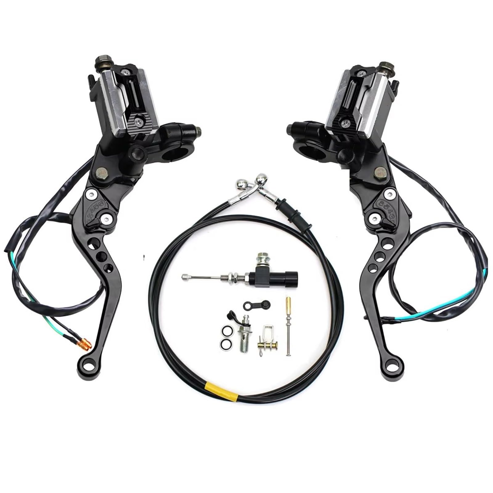 Brems- und Kupplungshebel 22mm Motorrad Bremspumpe Hebelgriff Hydraulische Kupplungspumpe Hauptzylinder Racing Schlauch Für Kawasaki HauptbremszylinderLenker(Black) von Fbxmjoa