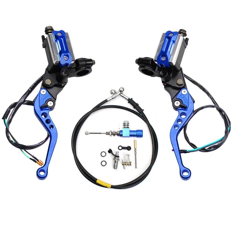 Brems- und Kupplungshebel 22mm Motorrad Bremspumpe Hebelgriff Hydraulische Kupplungspumpe Hauptzylinder Racing Schlauch Für Kawasaki HauptbremszylinderLenker(Blue) von Fbxmjoa