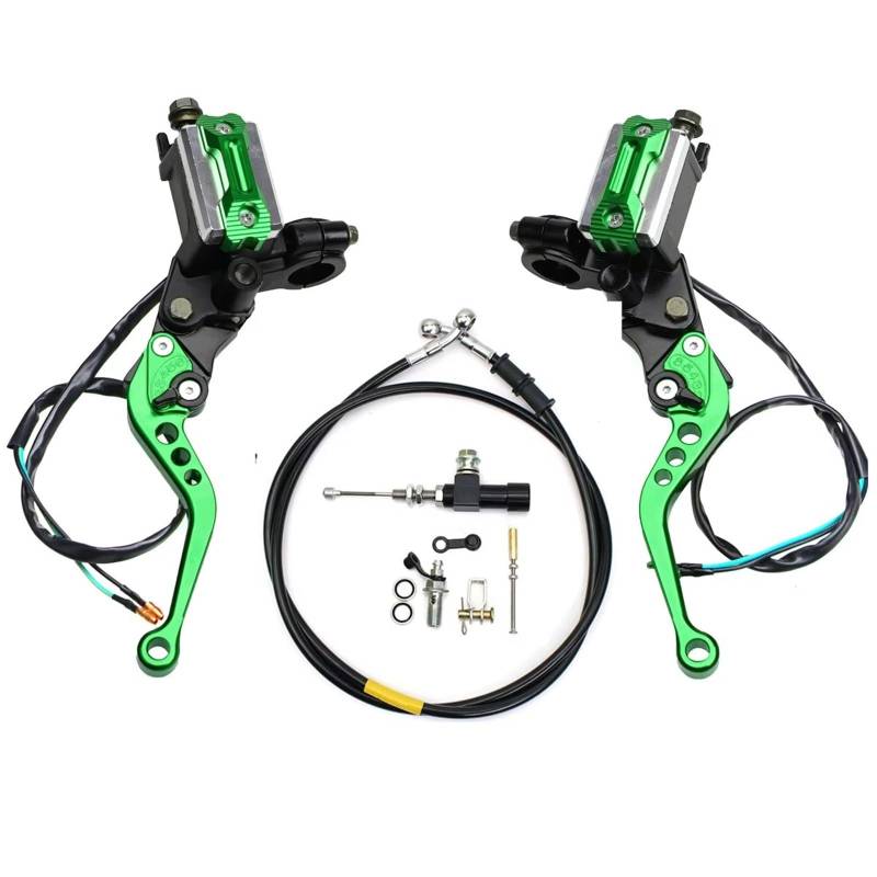 Brems- und Kupplungshebel 22mm Motorrad Bremspumpe Hebelgriff Hydraulische Kupplungspumpe Hauptzylinder Racing Schlauch Für Kawasaki HauptbremszylinderLenker(Green) von Fbxmjoa