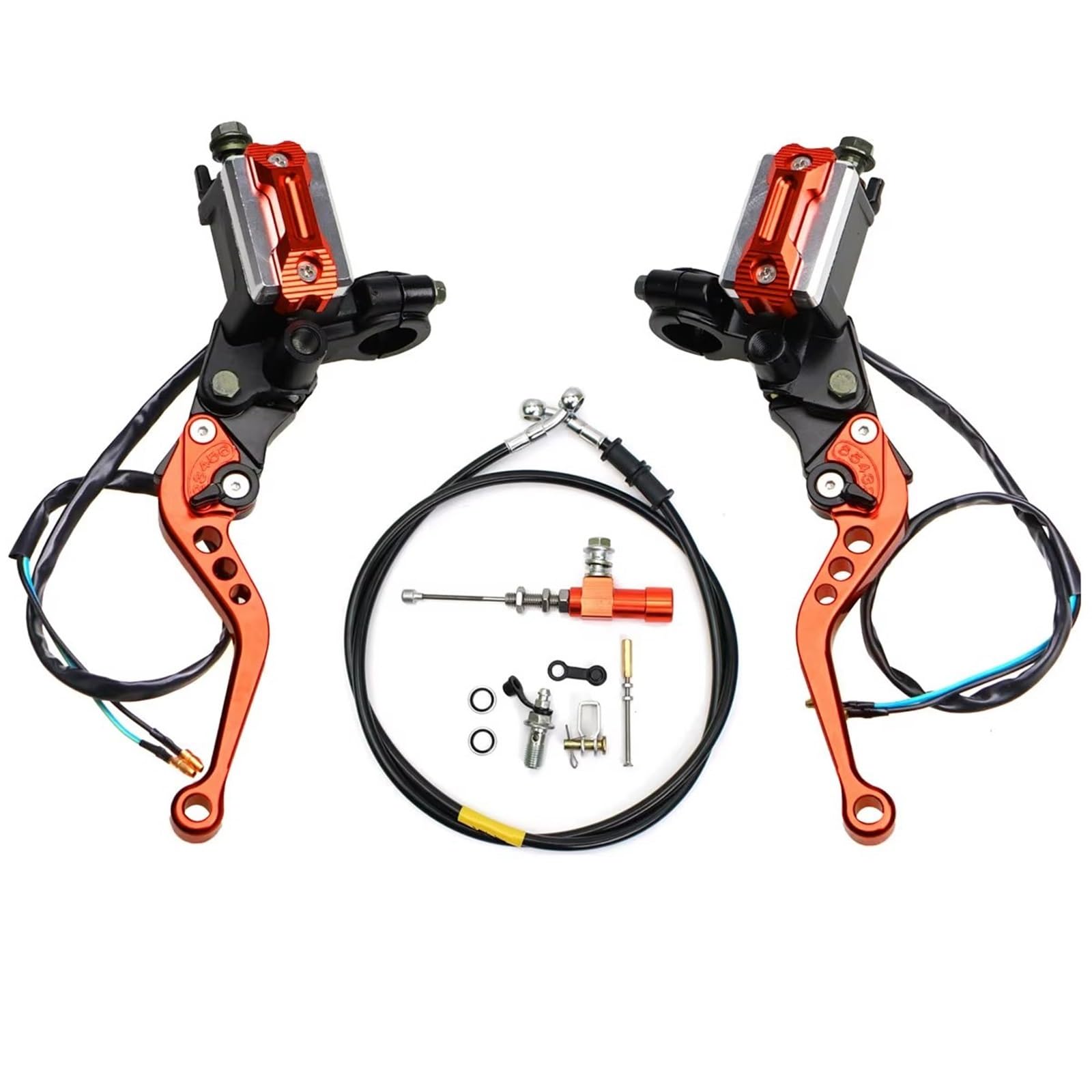 Brems- und Kupplungshebel 22mm Motorrad Bremspumpe Hebelgriff Hydraulische Kupplungspumpe Hauptzylinder Racing Schlauch Für Kawasaki HauptbremszylinderLenker(Orange) von Fbxmjoa