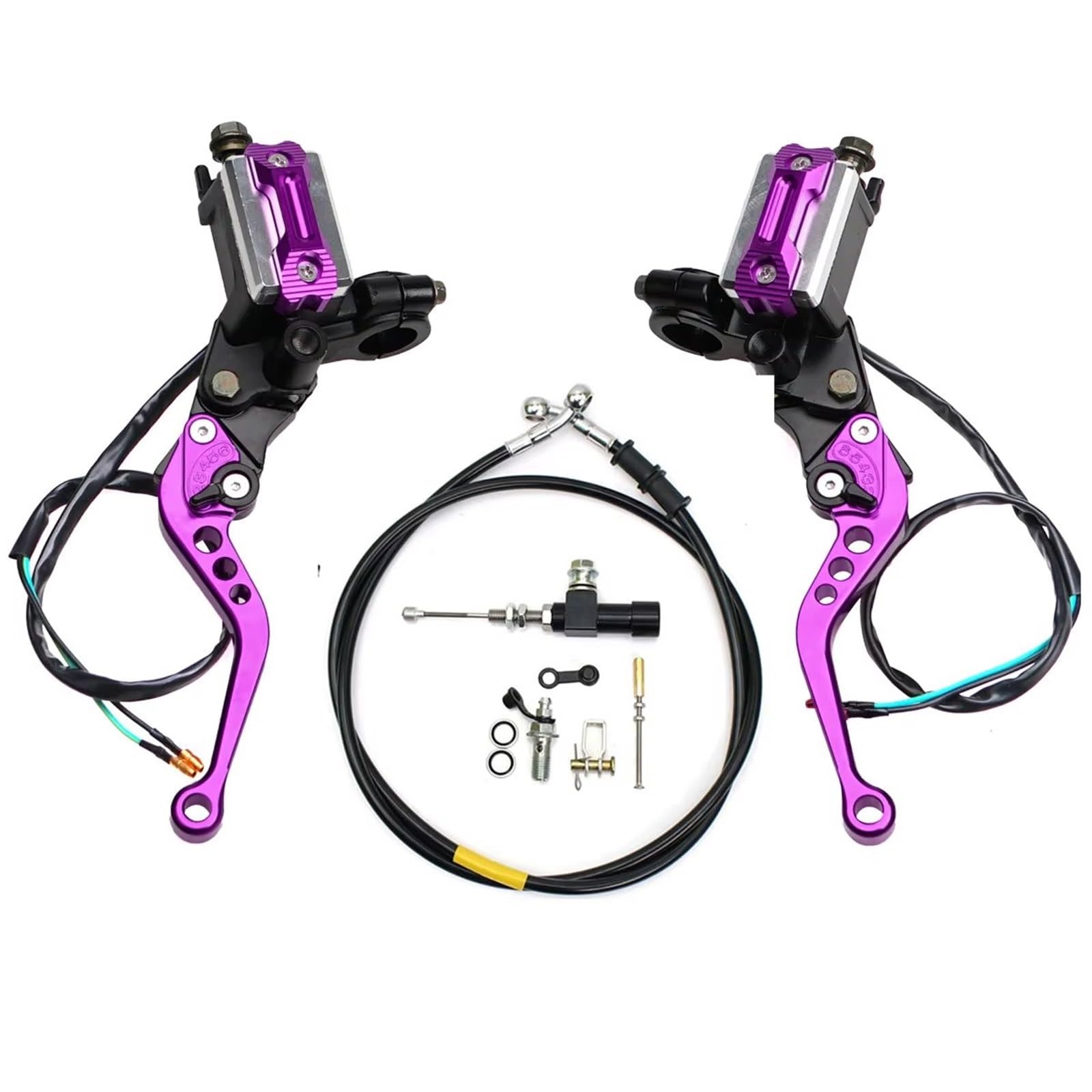 Brems- und Kupplungshebel 22mm Motorrad Bremspumpe Hebelgriff Hydraulische Kupplungspumpe Hauptzylinder Racing Schlauch Für Kawasaki HauptbremszylinderLenker(Purple) von Fbxmjoa