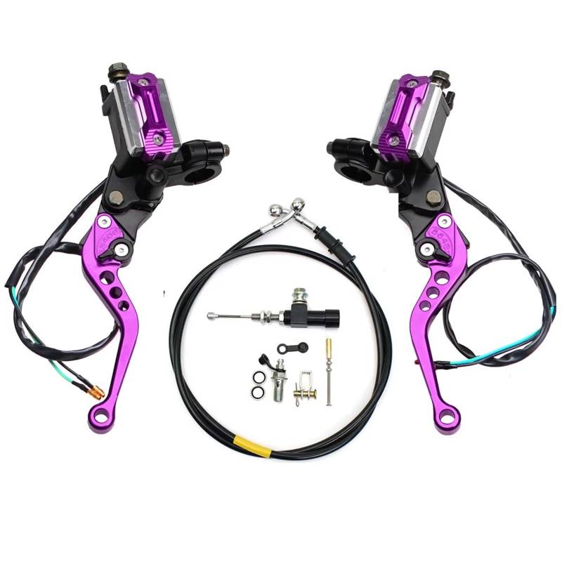 Brems- und Kupplungshebel 22mm Motorrad Bremspumpe Hebelgriff Hydraulische Kupplungspumpe Hauptzylinder Racing Schlauch Für Kawasaki HauptbremszylinderLenker(Purple) von Fbxmjoa
