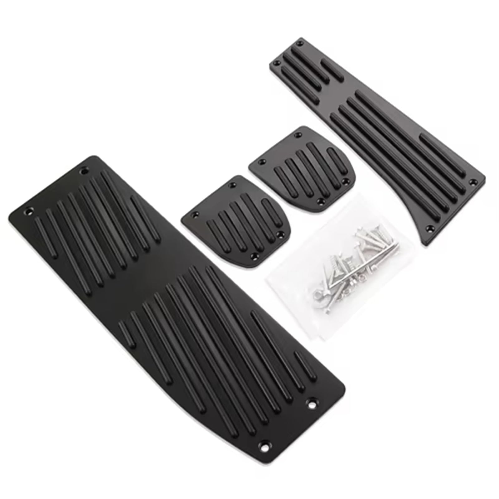 Fußstütze Bremse Aluminium-Fußstütze Pedale Set Fit für E30 E36 E46 E87 E90 E91 E92 E93 für M3 M Tech at MT Silber Schwarz Farbe Bremse Pedalkappen(Black 4piece MT) von Fbxmjoa