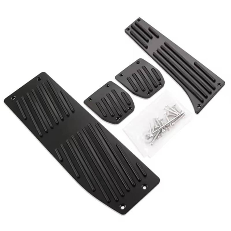 Fußstütze Bremse Aluminium-Fußstütze Pedale Set Fit für E30 E36 E46 E87 E90 E91 E92 E93 für M3 M Tech at MT Silber Schwarz Farbe Bremse Pedalkappen(Black 4piece MT) von Fbxmjoa