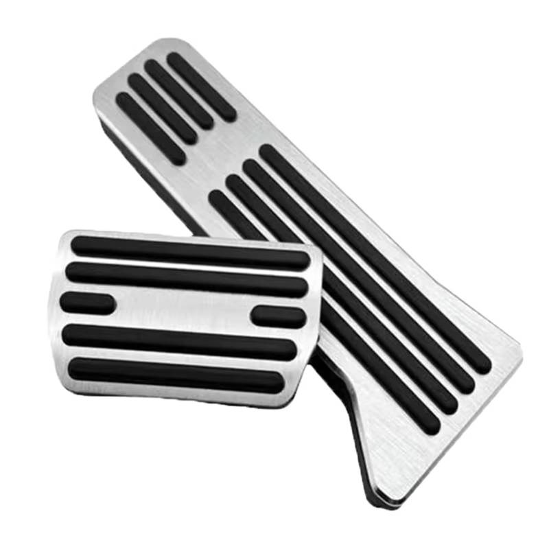 Fußstütze Bremse Autopedalauflage, rutschfeste Edelstahl-Pedalplatte, Aluminiumlegierung, Gummi-Bremsabdeckung, für Volvo EX30 2024 2025 Bremse Pedalkappen(Silver) von Fbxmjoa
