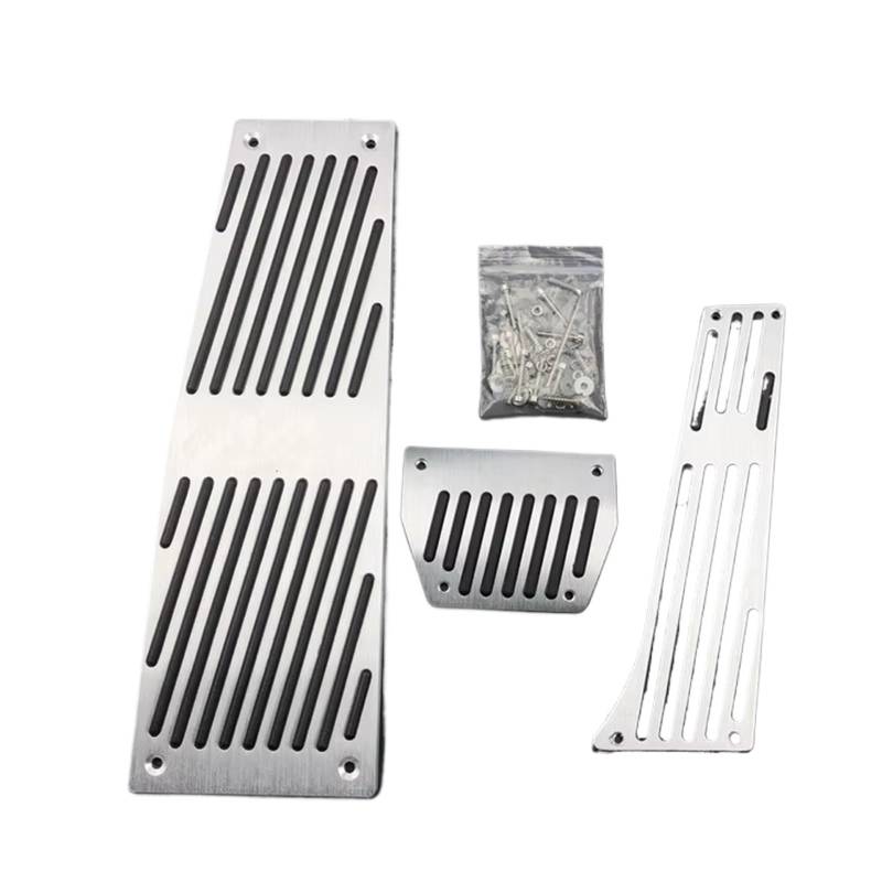 Fußstütze Bremse Autozubehör für E60 E61 E63 E64 E70 für M5 M6 F01 F02 F03 Gaspedal Bremsfußstütze Pedalauflagen Styling Gas Bremse Pedalkappen(at Silver Need Drill) von Fbxmjoa