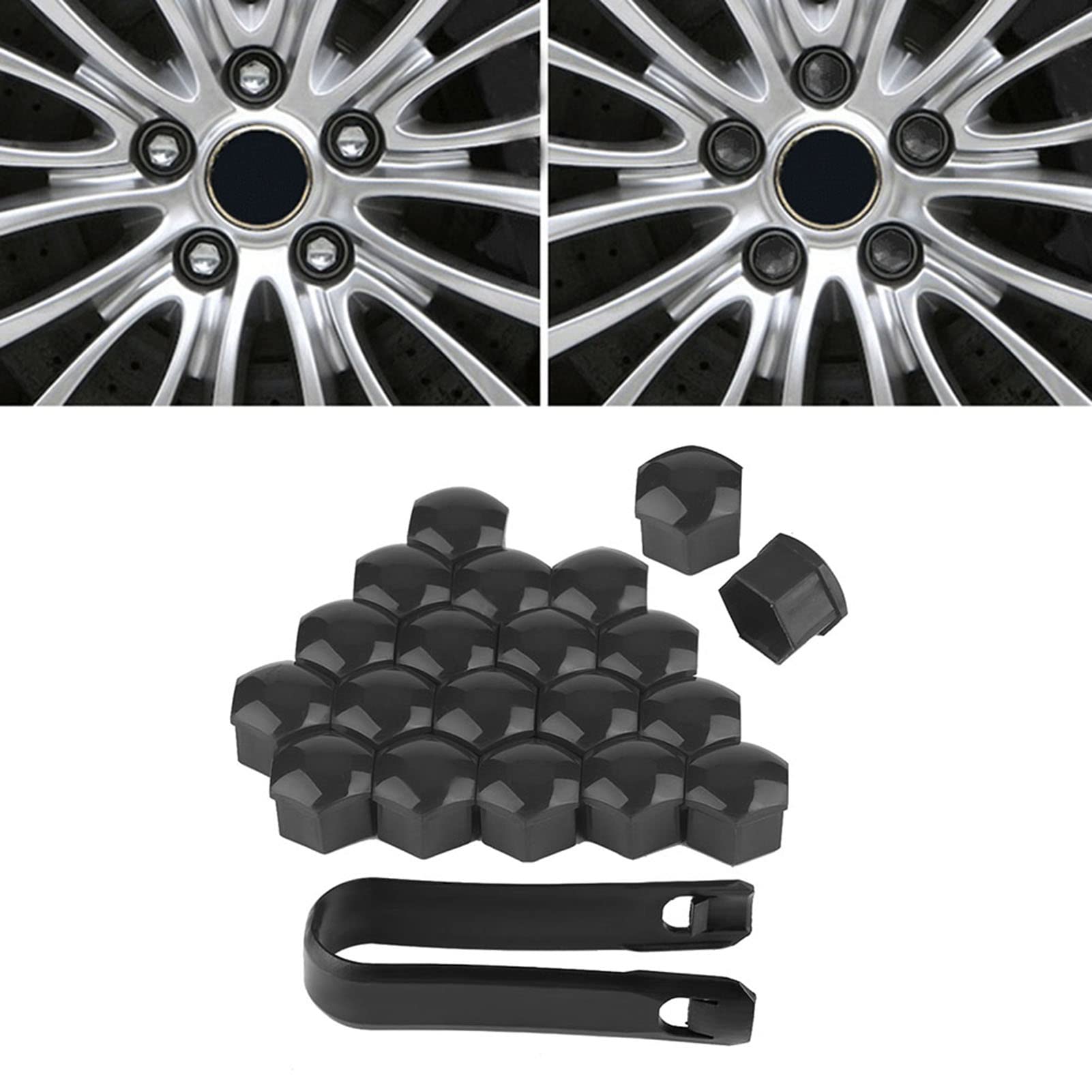 Fdit Langlebige Autoradmutterkappen Easy Installation 20pcs 19mm Auto Hub Schraubenabdeckungsschraube für die Raddekoration (Grey) von Fdit