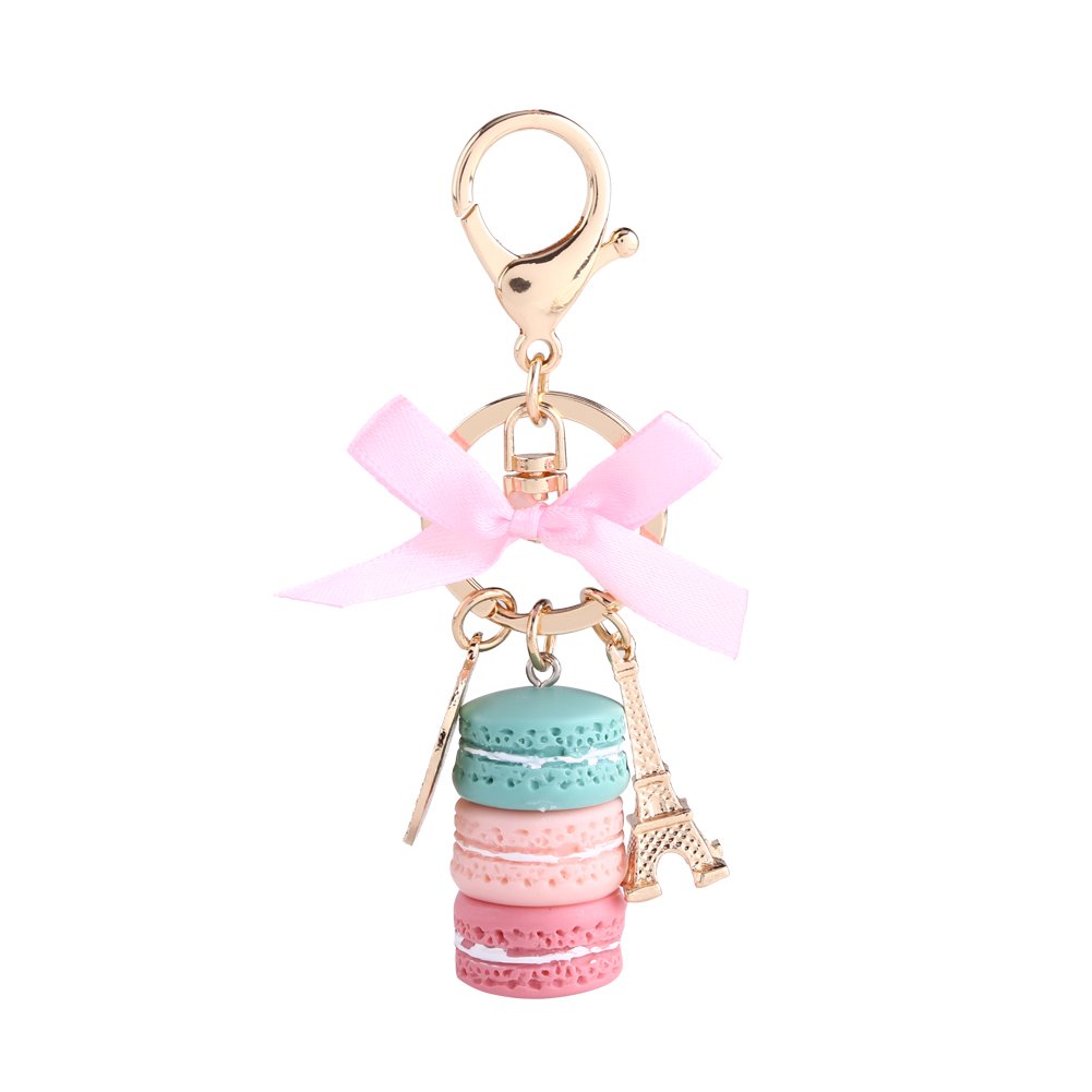 Fdit Schlüsselanhänger Macaron aus Legierung, niedlich, bunt, Macaron, Eiffelturm, Anhänger, Auto, Dekoration, für Haus, Kinder, für Party, Weihnachten (15 x 7 x 2 cm, grün) von Fdit