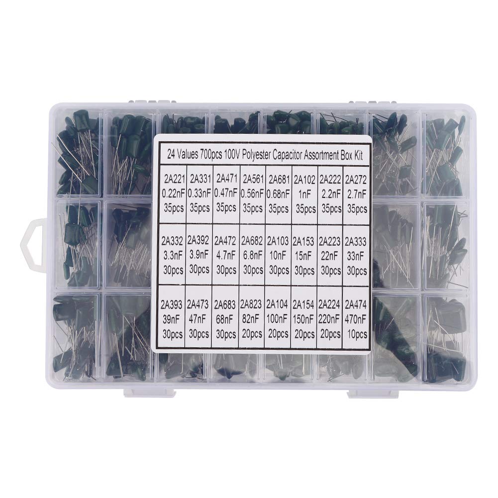 Kondensatoren-Sortiment-Kit 700pcs 24 Typen Green Polyester Film Haltbarkeit-optimiert für Radio- und TV-Schaltungen Kondensatoren-Sortiment-Kit 700pcs 24 Typen Green Polyester Film Haltbarkeit-optimiert für Radio- und TV-Schaltungen von Fdit