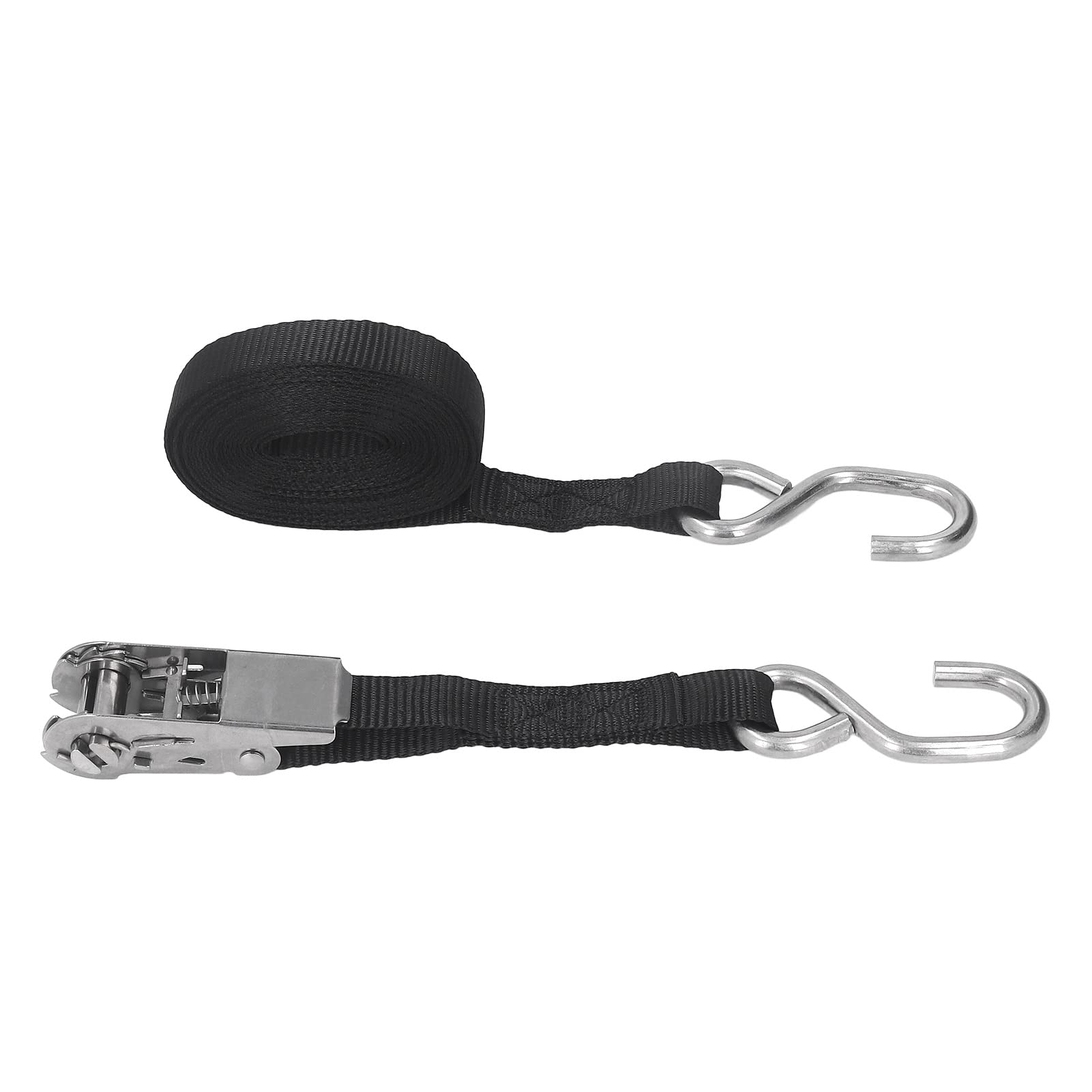 Ratschenbindungsgurte Stark und Zuverlässig für Schwere Sicherung von LKW, Boot und Motorrad - 1 Zoll 25 Mm Schwarz, 2 Set von 2 (5 Meter) von Fdit
