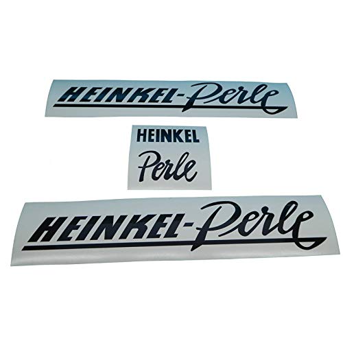 Heinkel Perle Roller Aufkleber Schriftzüge in Schwarz, Ersatzteil Sticker oder als Tank Schriftzug Dekor. Zum Oldtimer Restaurieren von Lack und Verkleidung. Alternativ zum Motorrad Emblem von Fdonlinehandel