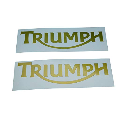 Triumpf Schriftzug Logo Aufkleber in Gold, Ersatzteil Sticker oder als Tank Schriftzug Dekor. Zum Oldtimer Restaurieren von Lack und Verkleidung. Alternativ zum Motorrad Emblem von Fdonlinehandel