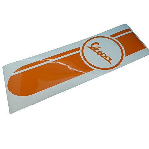 Vespa V50 PK PX GL GT Banner Aufkleber Beinschild in orange, Ersatzteil Sticker oder als Tank Schriftzug Dekor. Zum Oldtimer Restaurieren von Lack und Verkleidung. Alternativ zum Motorrad Emblem von Fdonlinehandel
