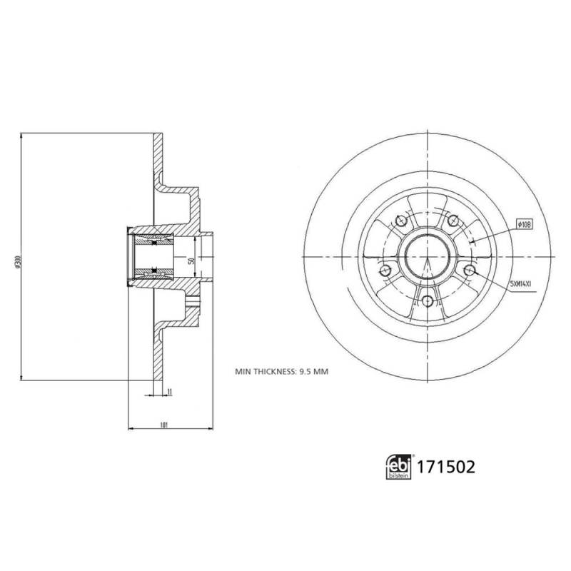 Bremsscheibe Hinterachse Febi Bilstein 171502 von Febi Bilstein
