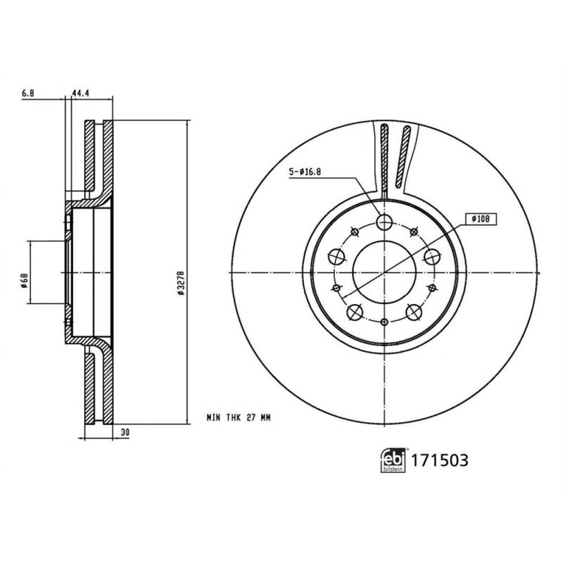 Bremsscheibe Vorderachse Febi Bilstein 171503 von Febi Bilstein