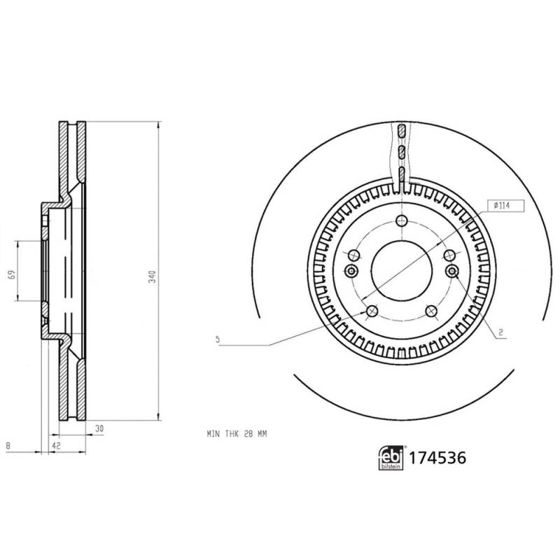 Bremsscheibe Vorderachse Febi Bilstein 174536 von Febi Bilstein