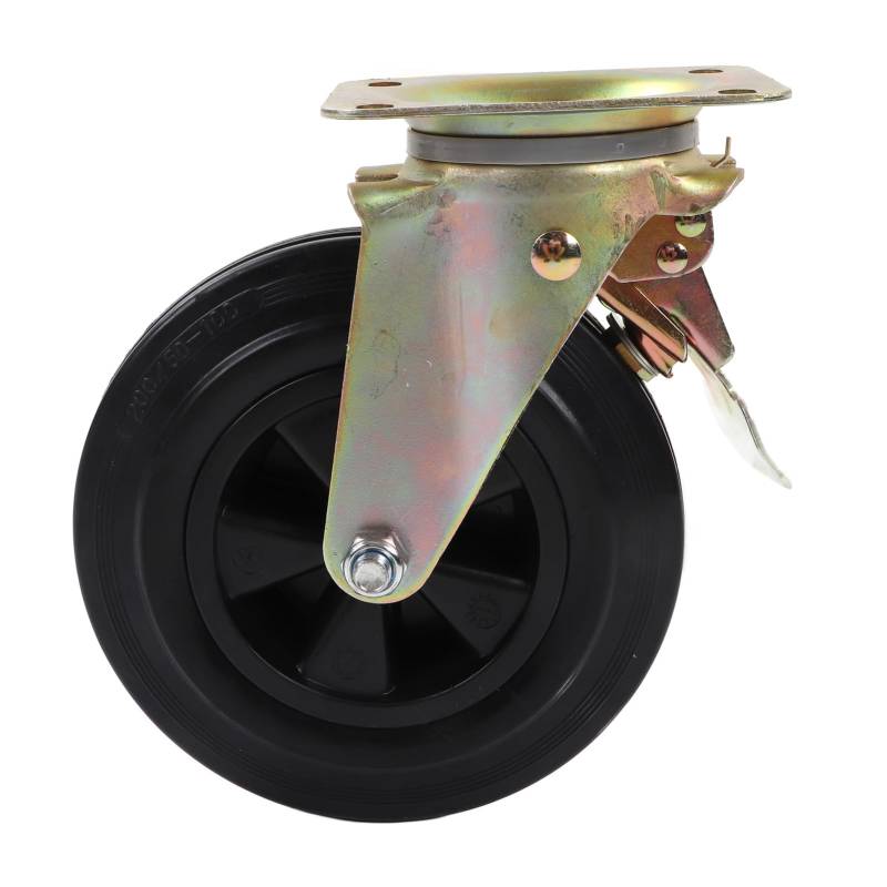 8in Caster Wheel PU Rubber Sole Low Noise Anti Impact Replacement with Brake for Cart Workbench Trash Can 440LBS von Febuliy