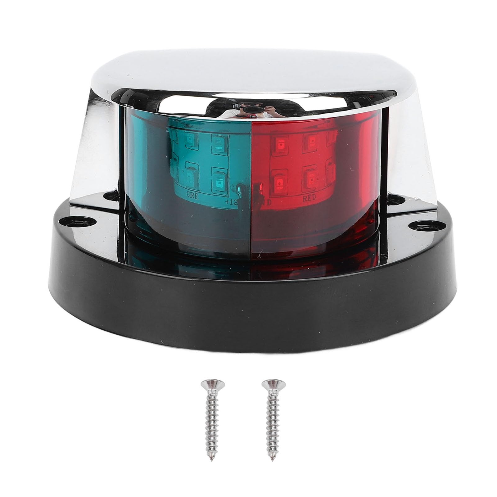 Febuliy Red Green Boat Bow Navigation Light Zinc Alloy Shell USCG 2NM LED Bow Light for Pontoon Skiff and Small Boat DC12V von Febuliy