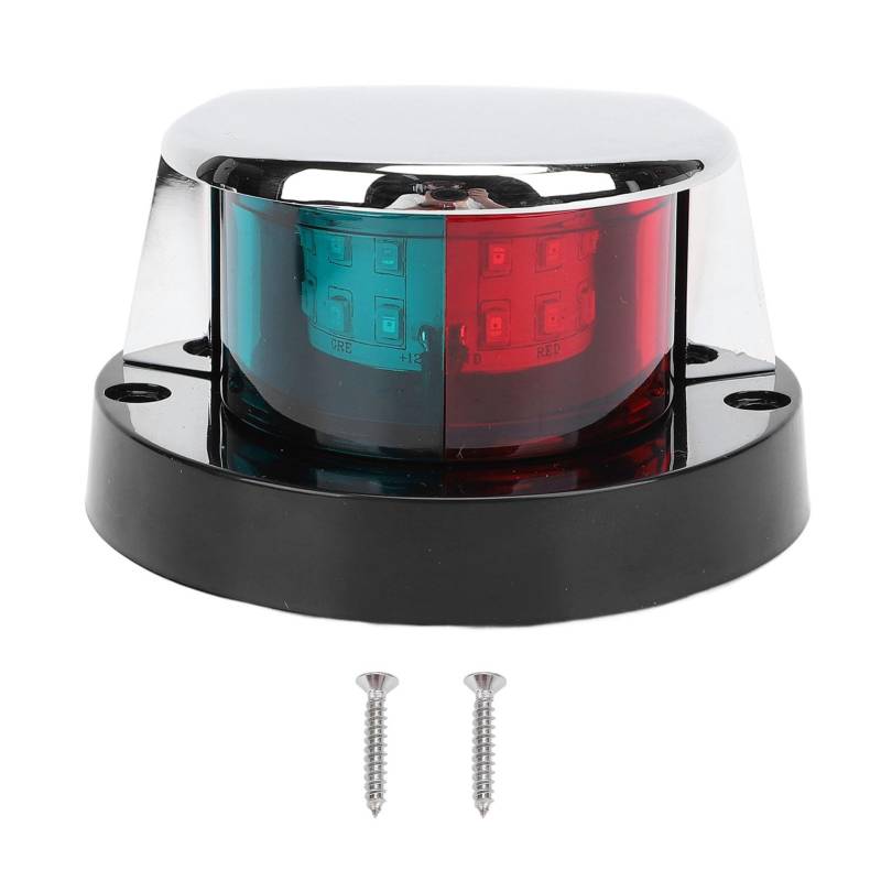 Febuliy Red Green Boat Bow Navigation Light Zinc Alloy Shell USCG 2NM LED Bow Light for Pontoon Skiff and Small Boat DC12V von Febuliy