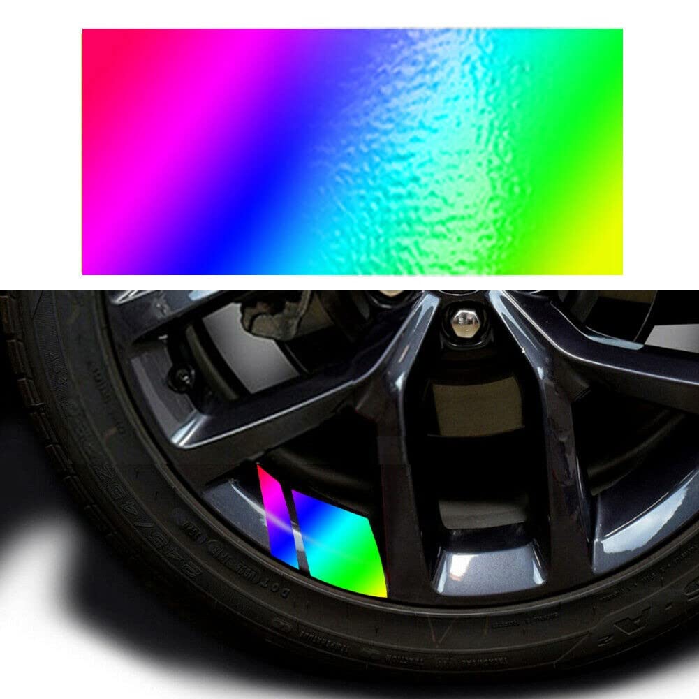 Auto-Aufkleber, Felgenaufkleber, Autozubehör, mehrfarbig, reflektierend, Vinyl, passend für 45,7 cm – 53,3 cm Felgen, Auto-Außenbereich von Feegow