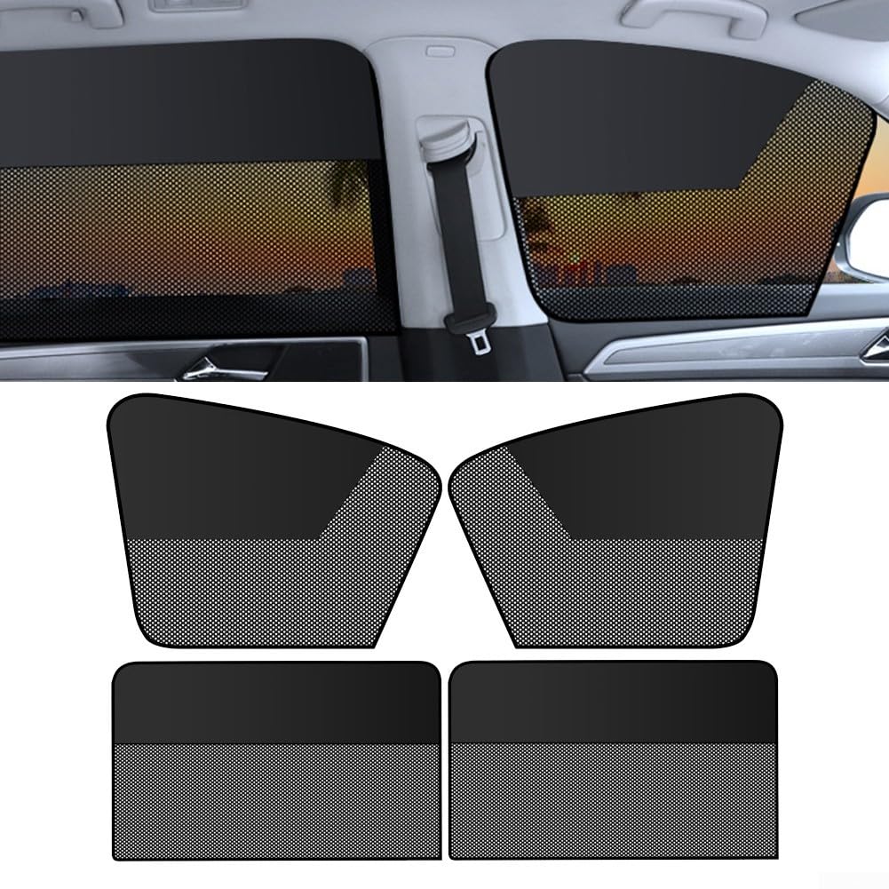 Magnetischer Sonnenschutz für Auto-Seitenfenster mit atmungsaktivem Netz-Design für effektive UV-Blockierung (hinten) von Feeshoppher