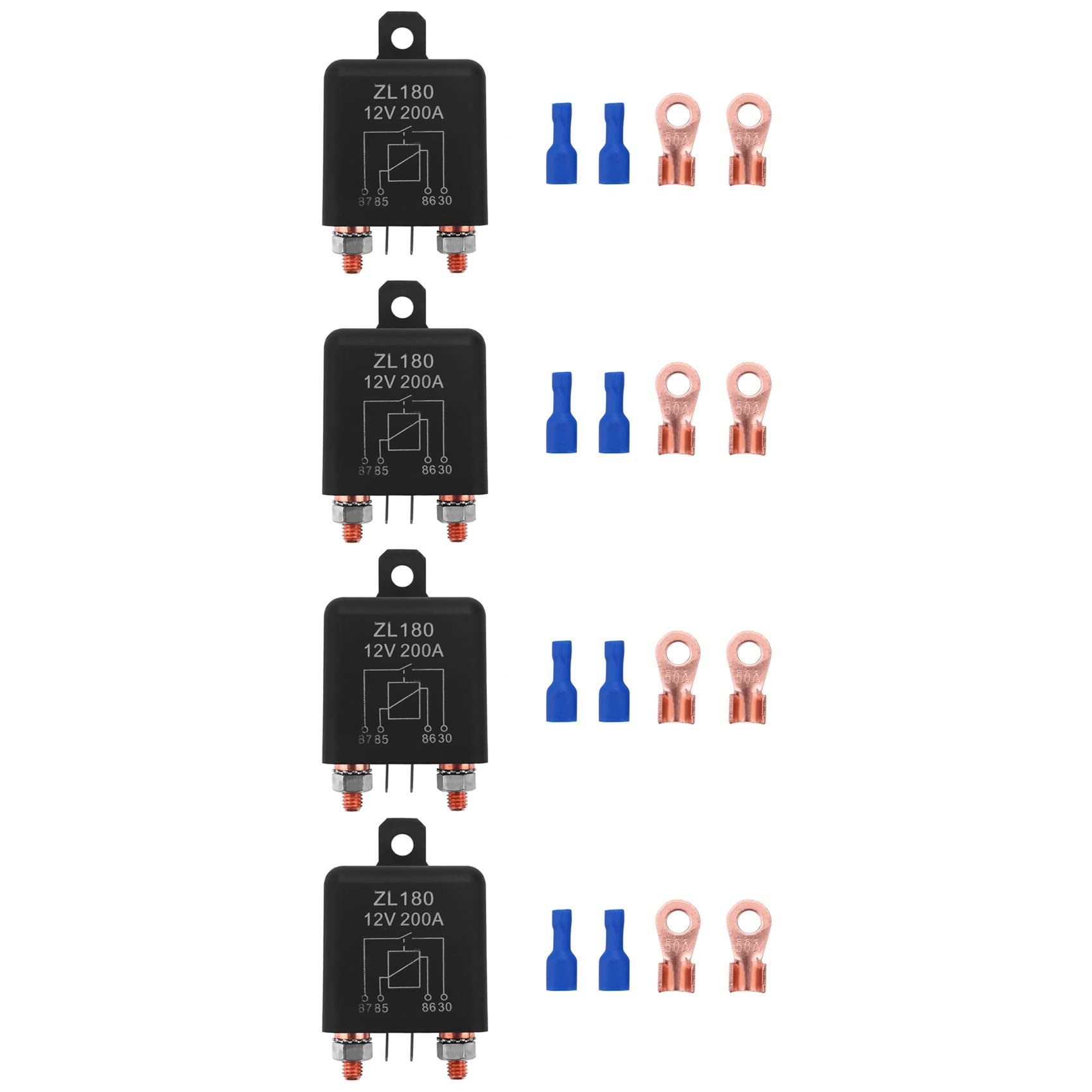 Feeuid 12V 200A Relais Auto-Motor Automobil-Boots-Auto Heavy Duty Split ZL180 mit 2 Pin-Abdruck [4 Satz] von Feeuid