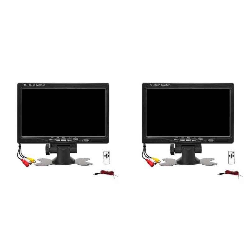 Feeuid 2X 12 V-36 V 7 Automonitor 16:9 800 X 480 LCD-Rückfahrmonitor mit 2-Wege-Videoeingang für Rückfahrkamera Einparkhilfe Rückwärtsgang von Feeuid