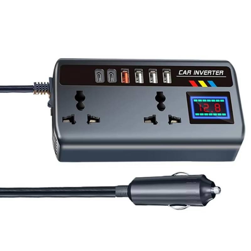 Feeuid Auto-Inverterkonverter 12V/24V auf 220V Auto-Inverterkonverter Schnellladeanschlüsse Tragbarer Kfz-Ladewandler Inverter 3 USB-Anschlüsse Inverter von Feeuid