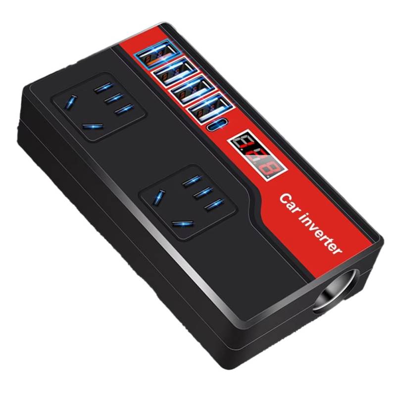 Fegtrtyoa DC 12V/24V zu AC 220V Auto Spannungswandler mit Digitalem Display Auto-Netzadapter Auto-Netzadapter Schwarz von Fegtrtyoa