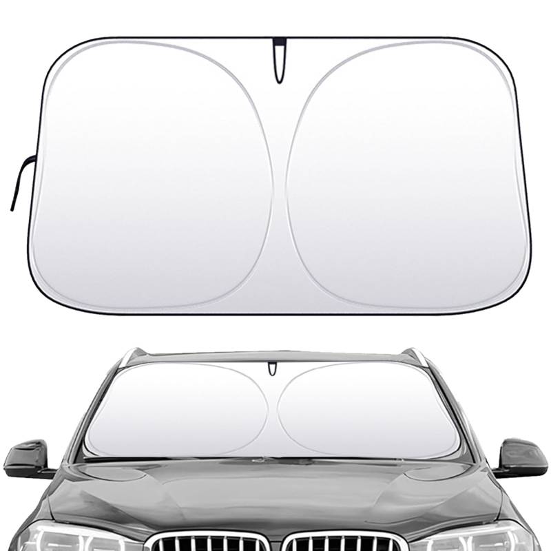 Sonnenschutz Auto Frontscheibe, Faltbare Frontscheibenabdeckung für Windschutzscheibe, 145×80 cm, UV-Schutz für Sommer, für Die Meisten Fahrzeuge und SUV-Fahrzeugen, Einfaches Lagern von FeiOne