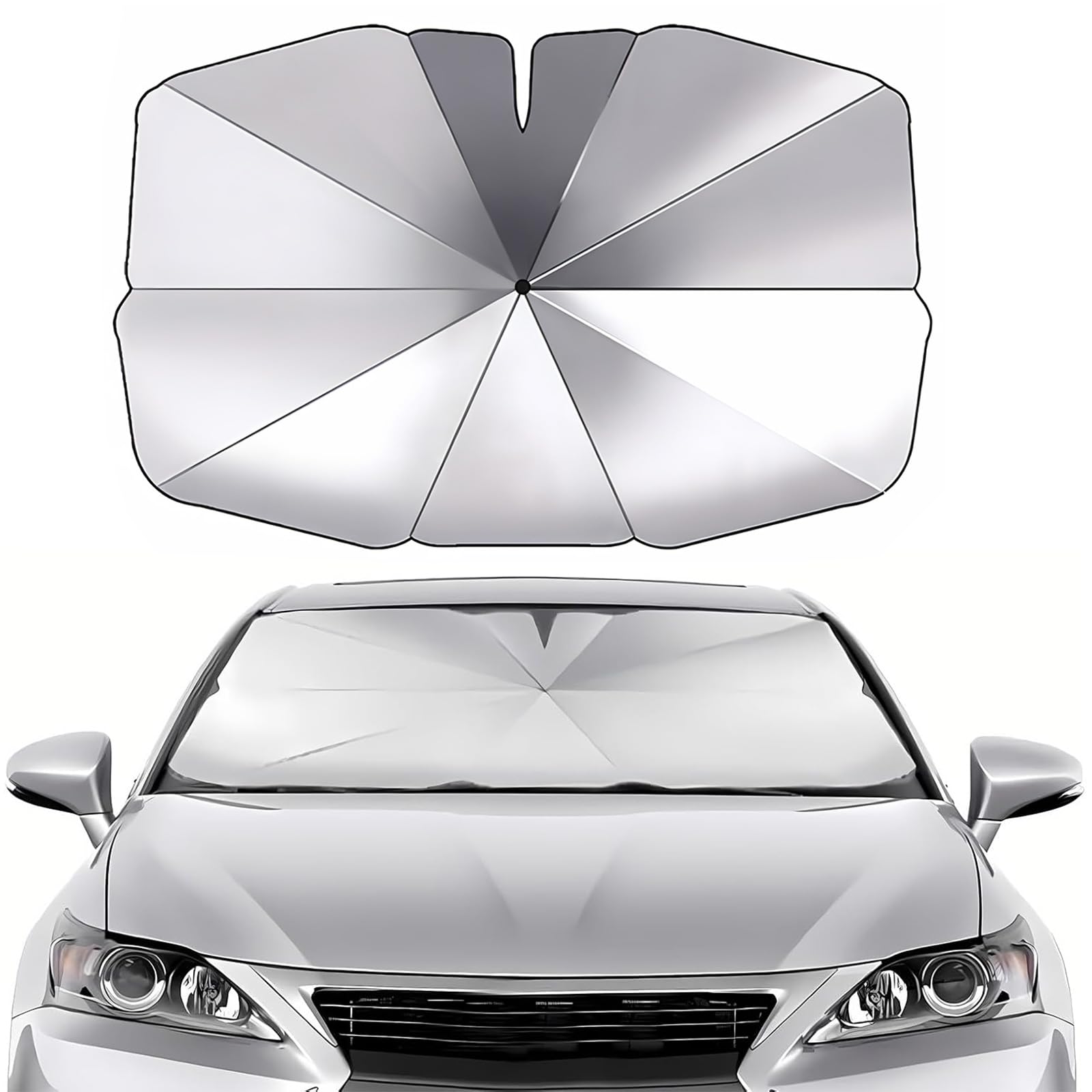 Sonnenschutz Auto frontscheibe, Autoscheibe-Schirme mit Zertifiziertem UV Schutz, Universeller Schutz Vor Sonnenlicht und Hitze für Windschutzscheiben, Schnelles EIN- und Ausklappen Sonnenschutz Auto frontscheibe, Autoscheibe-Schirme mit Zertifiziertem UV Schutz, Universeller Schutz Vor Sonnenlicht und Hitze für Windschutzscheiben, Schnelles EIN- und Ausklappen von FeiOne