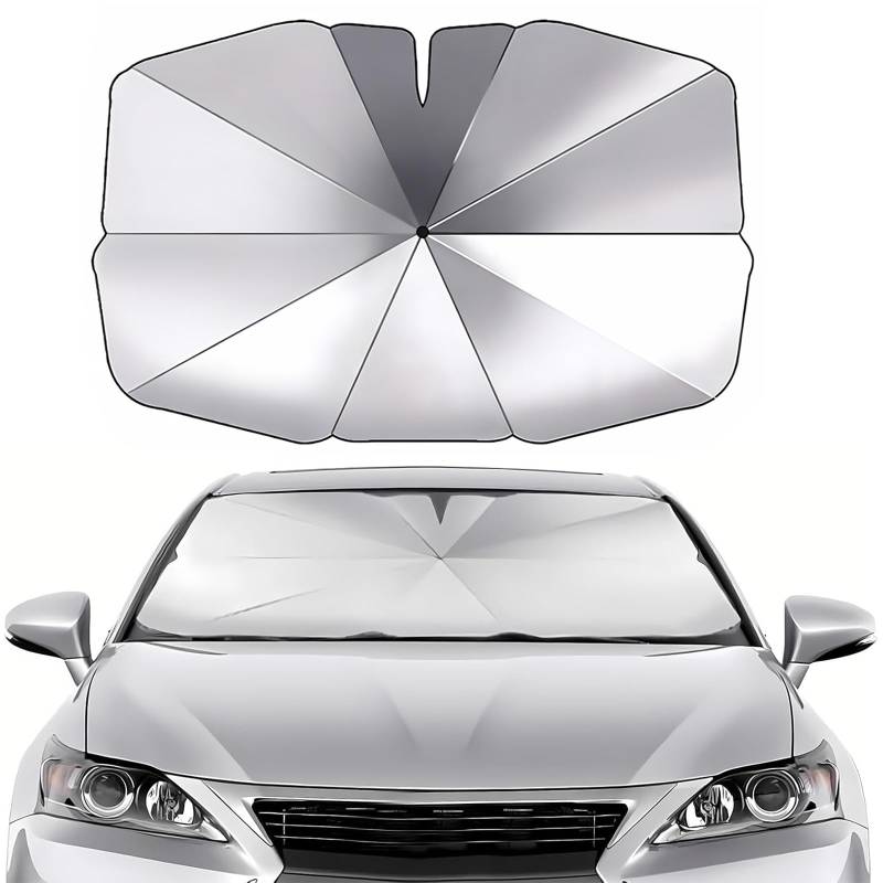 Sonnenschutz Auto frontscheibe, Autoscheibe-Schirme mit Zertifiziertem UV Schutz, Universeller Schutz Vor Sonnenlicht und Hitze für Windschutzscheiben, Schnelles EIN- und Ausklappen von FeiOne