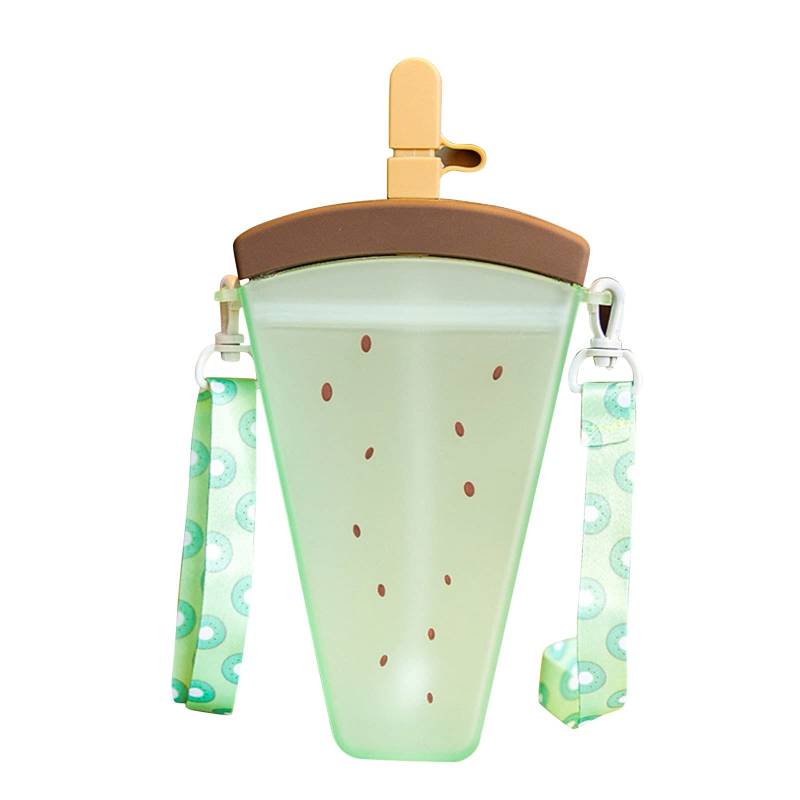 FeiliandaJJ Trinkflasche mit Strohhalm, Kunststoff Wasserflaschen, 320ml Auslaufsicher Wasserflasche, Cute Wassermelone Form BPA-freie Wasserflasche Kinder Transparent (Grün) von FeiliandaJJ(TM)