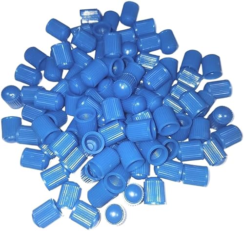 100x Stück Kunststoff Kappen Blau Ventilkappen für Auto PKW Motorrad LKW von Felgenfactory