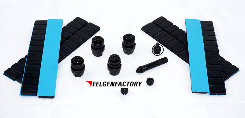 1x Set OptiVent versteckte unsichtbare Ventile 11,3mm + 480g Auswuchtgewichte schwarz von Felgenfactory