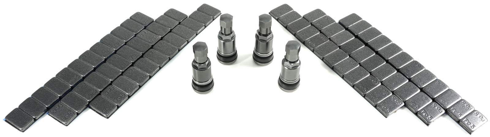 4x 11,3mm Aluminium Ventil Felgenventile Metall Anthrazit+360g Auswucht Gewichte von Felgenfactory