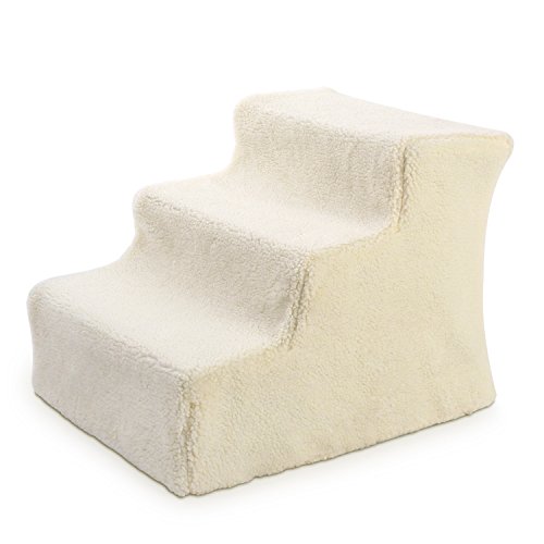 FEMOR Hundetreppe Katzentreppe Haustiertreppe Treppe Einstiegshilfe Plüschbezug 45x35x30cm Verbesserte ! Beige von Femor