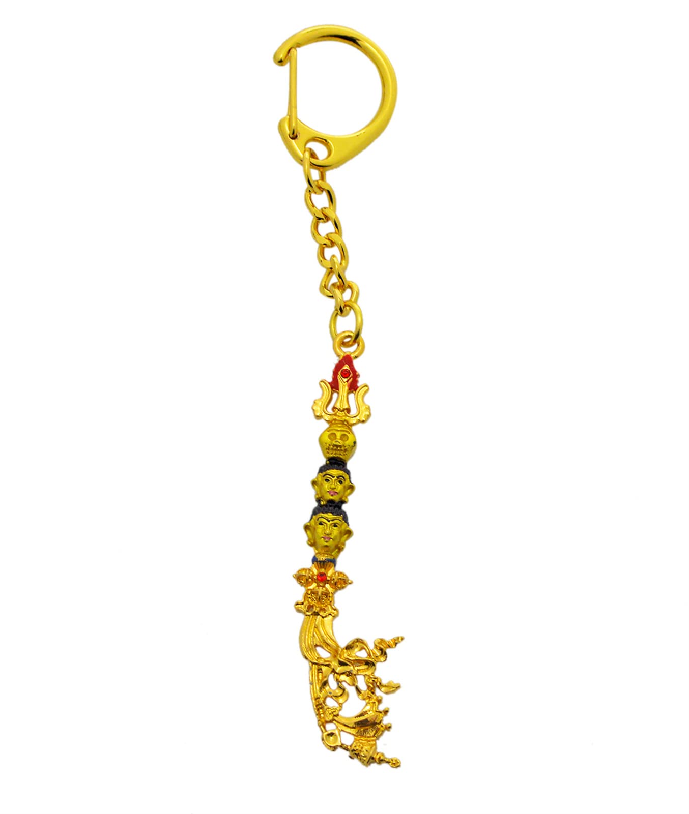 Feng Shui Goldener Dreizack des Guru Rinpoche Amulett Schlüsselanhänger, Gold, 12.5cm/4.9inch von Fengshuibringluck