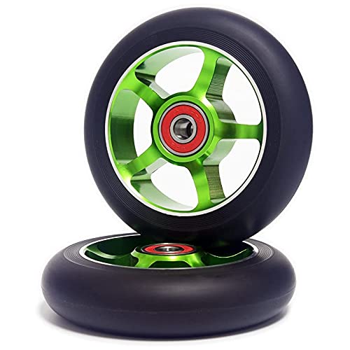 Feriany 2 StüCk 100Mm Roller mit Lagern Aluminium VerschleißFeste PU Roller Teile Roller ZubehöR,GrüN von Feriany