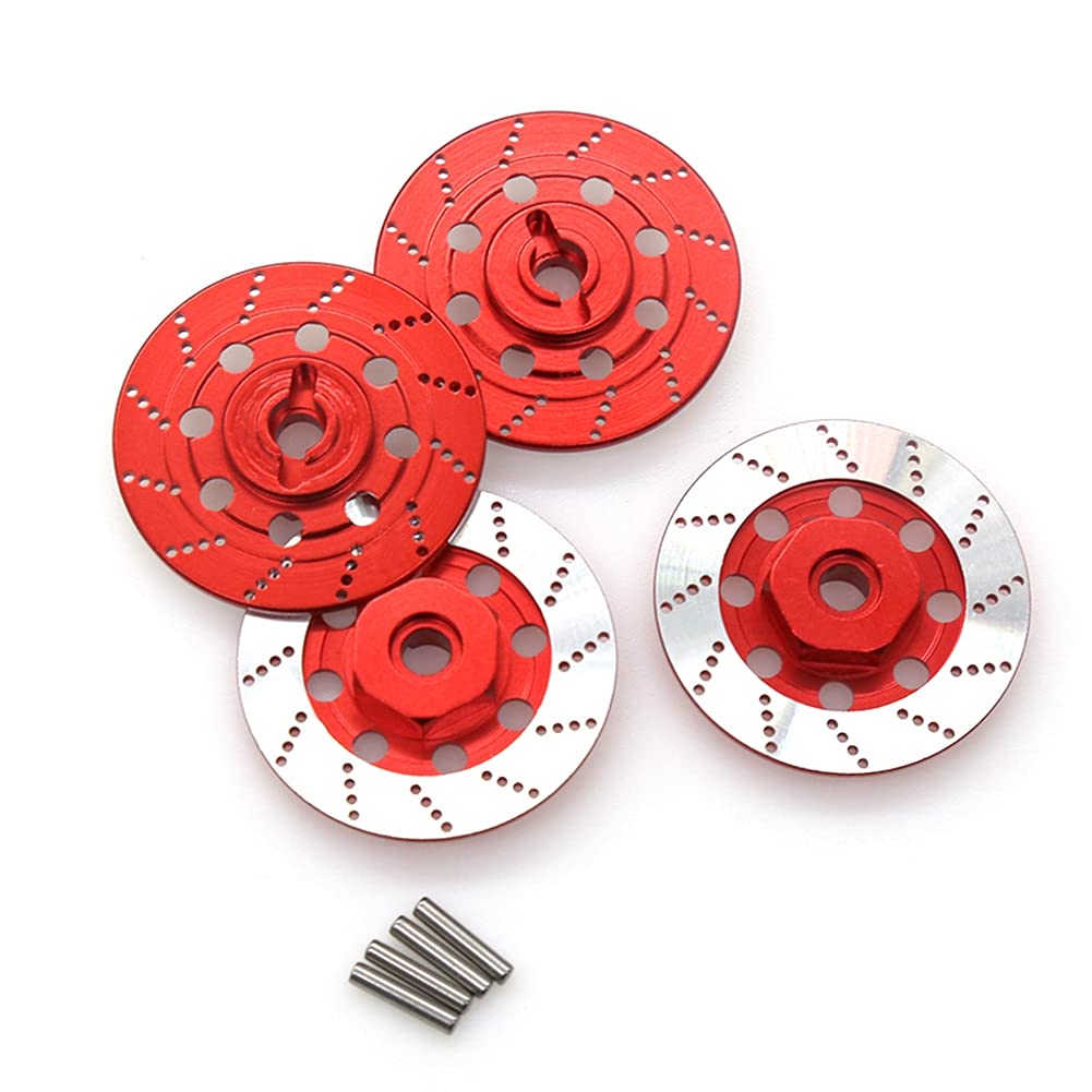 Feriany 4 StüCke Metall Bremse Scheibe Felgen Kasten Metall Hex Adapter 12Mm für 1/10 D4 On-Road Racing RC Auto Teile,Rot Feriany 4 StüCke Metall Bremse Scheibe Felgen Kasten Metall Hex Adapter 12Mm für 1/10 D4 On-Road Racing RC Auto Teile,Rot von Feriany