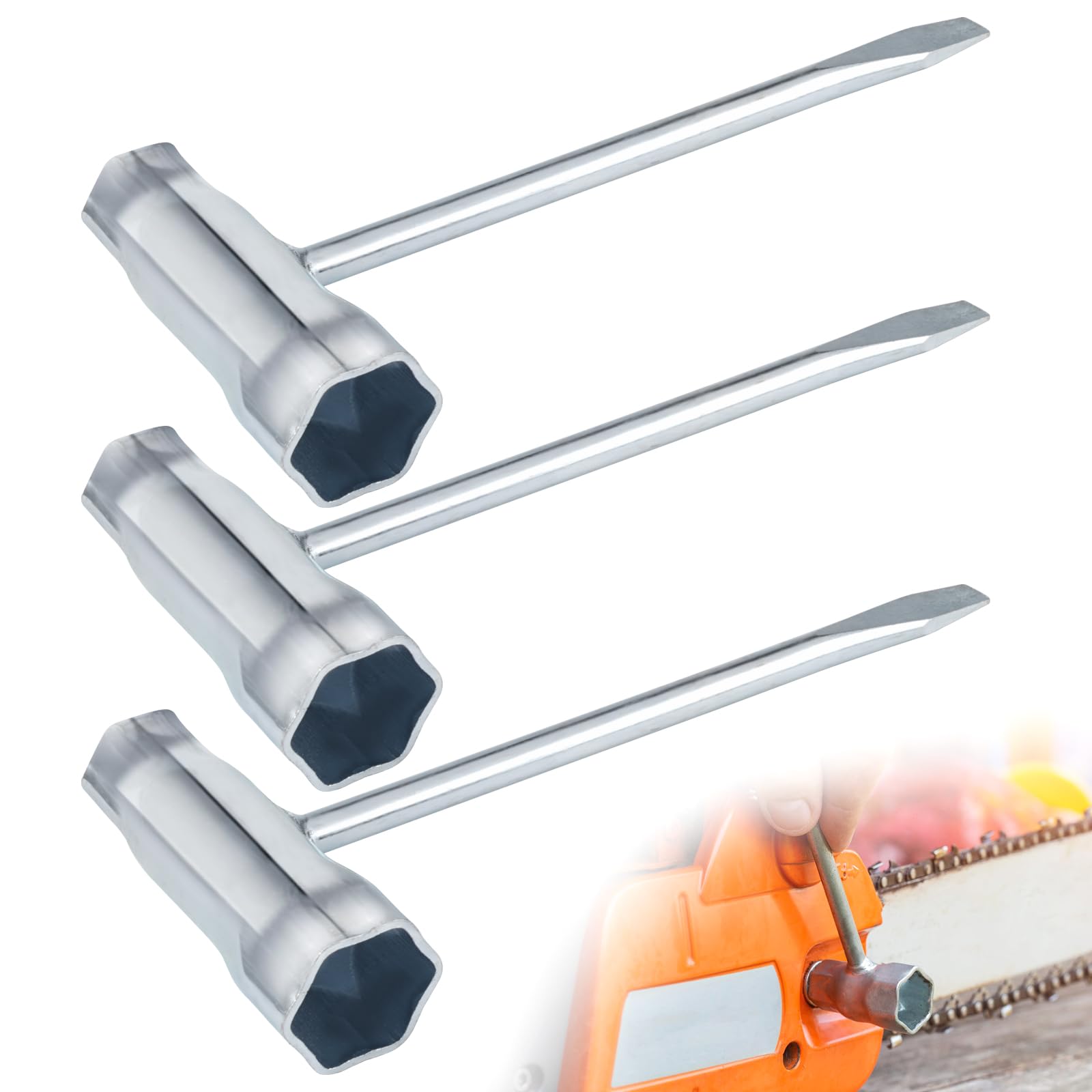 3 Stück Motorsägenschlüssel Kettensägen Schlüssel, 13x19 mm Zündkerzenschlüssel Rasenmäher, T-Förmig Schraubenschlüssel, Kombischlüssel Motorsäge Kerzenschlüssel für Motorsägenmäher, Bürstenschneider 3 Stück Motorsägenschlüssel Kettensägen Schlüssel, 13x19 mm Zündkerzenschlüssel Rasenmäher, T-Förmig Schraubenschlüssel, Kombischlüssel Motorsäge Kerzenschlüssel für Motorsägenmäher, Bürstenschneider von FerraDrend